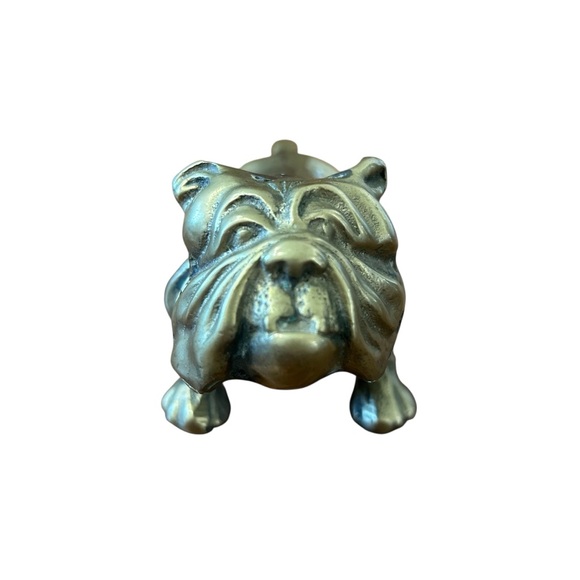 Vintage Solid Brass English Bulldog Collectible Statue Paperweight UGA Fans Gift - Picture 8 of 9
